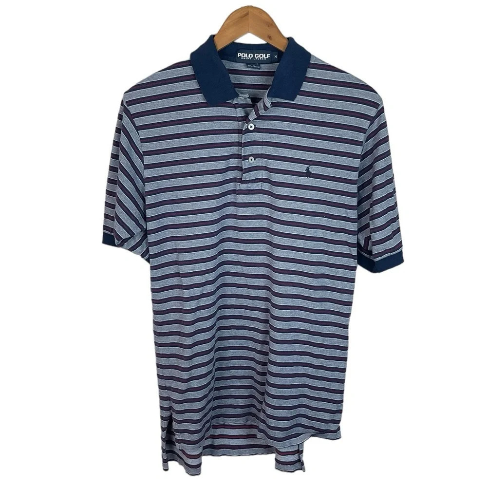 PO58 Men’s Polo Ralph Lauren Designer Golf Striped Polo Shirt M